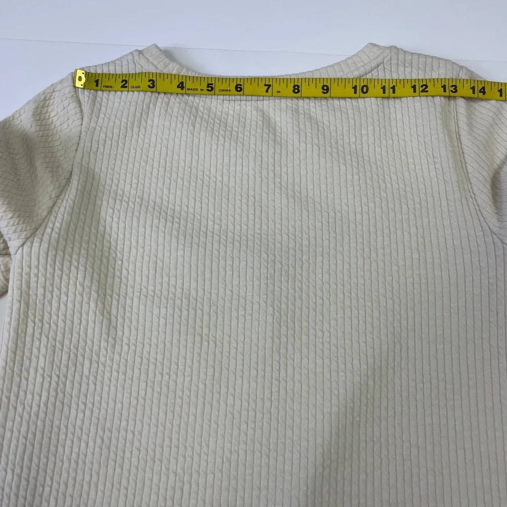 Anthropologie Bayleigh Cream Textured Balloon Sleeve Top XS Boho